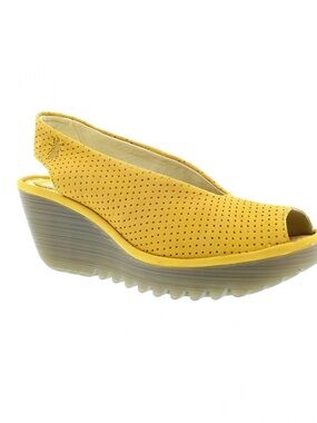 Fly London Yellow Gold Open Toe Wedges Size 6.5 to 7